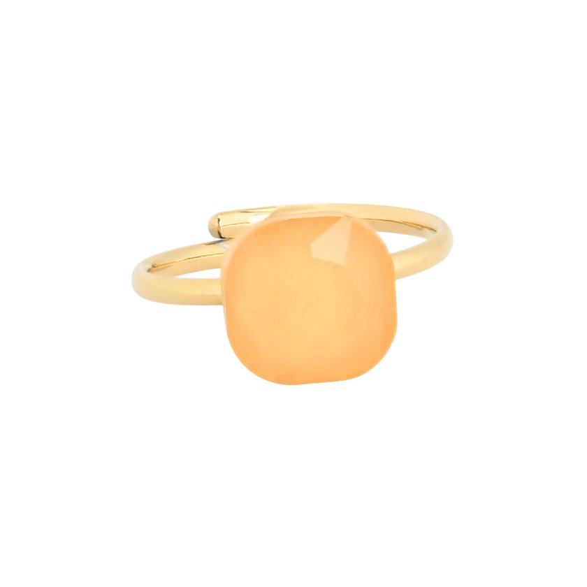 Adjustable ring steel with stone square GB