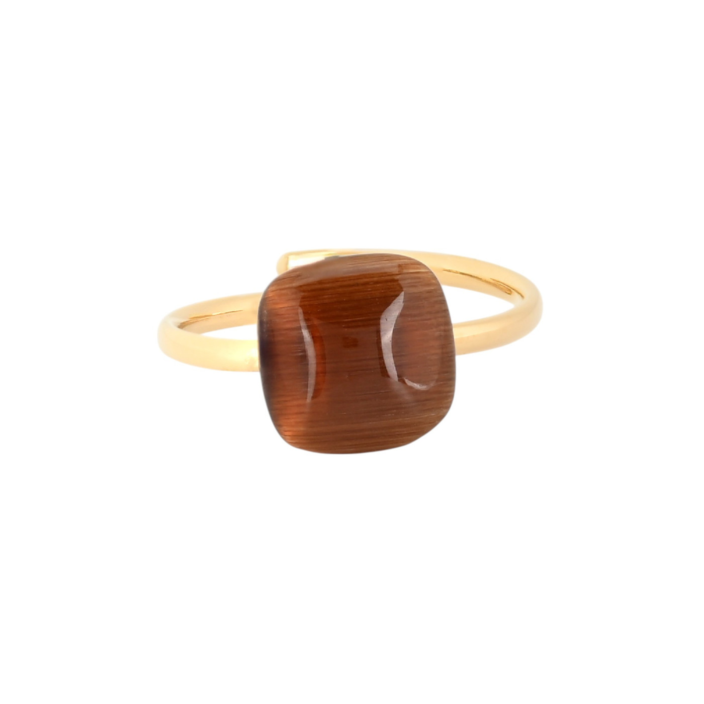 Anillo ajustable acero con piedra cuadrada GB