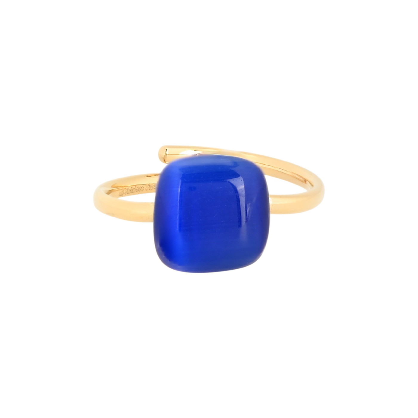 Anello regolabile acciaio con pietre quadrata GB