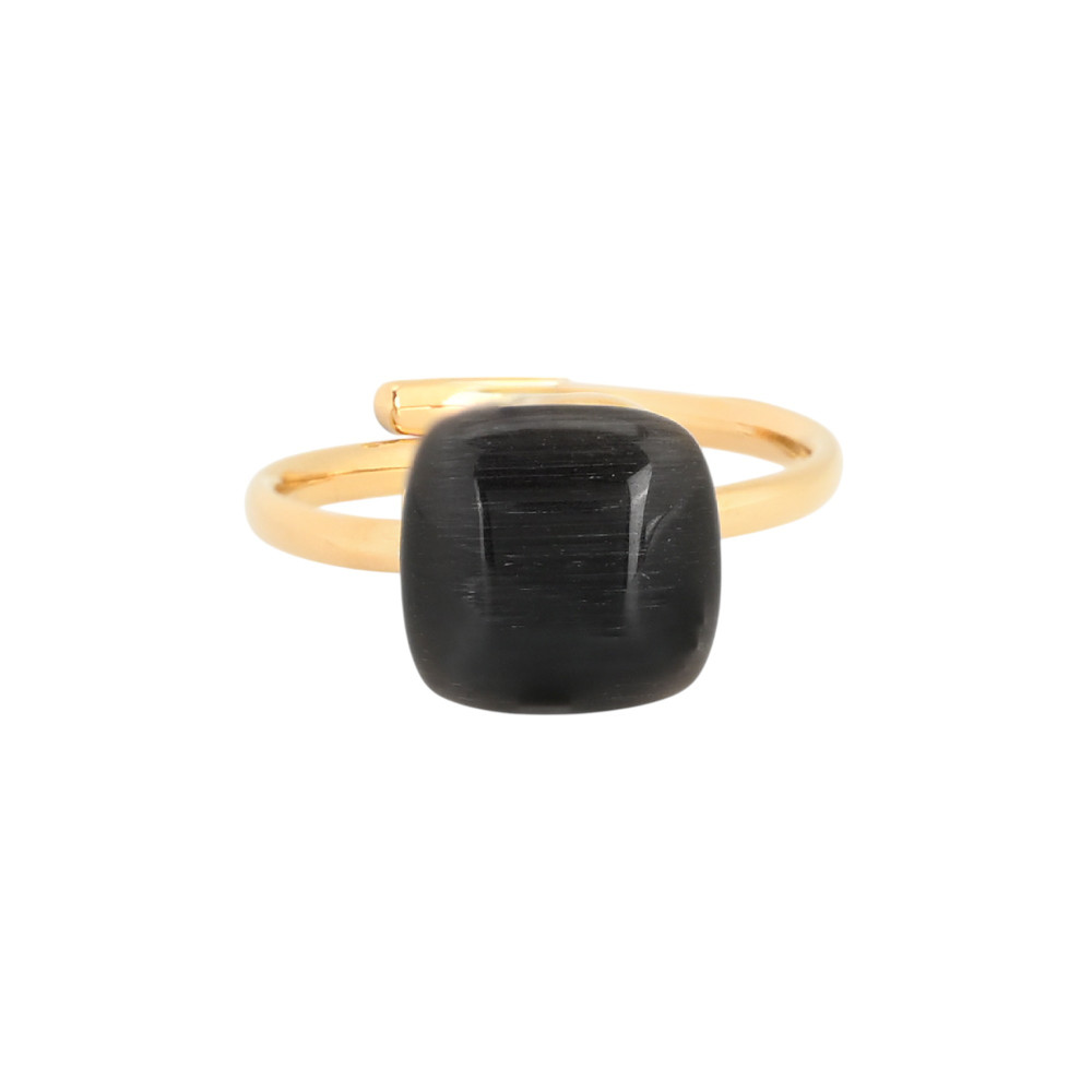 Adjustable ring steel with stone square GB
