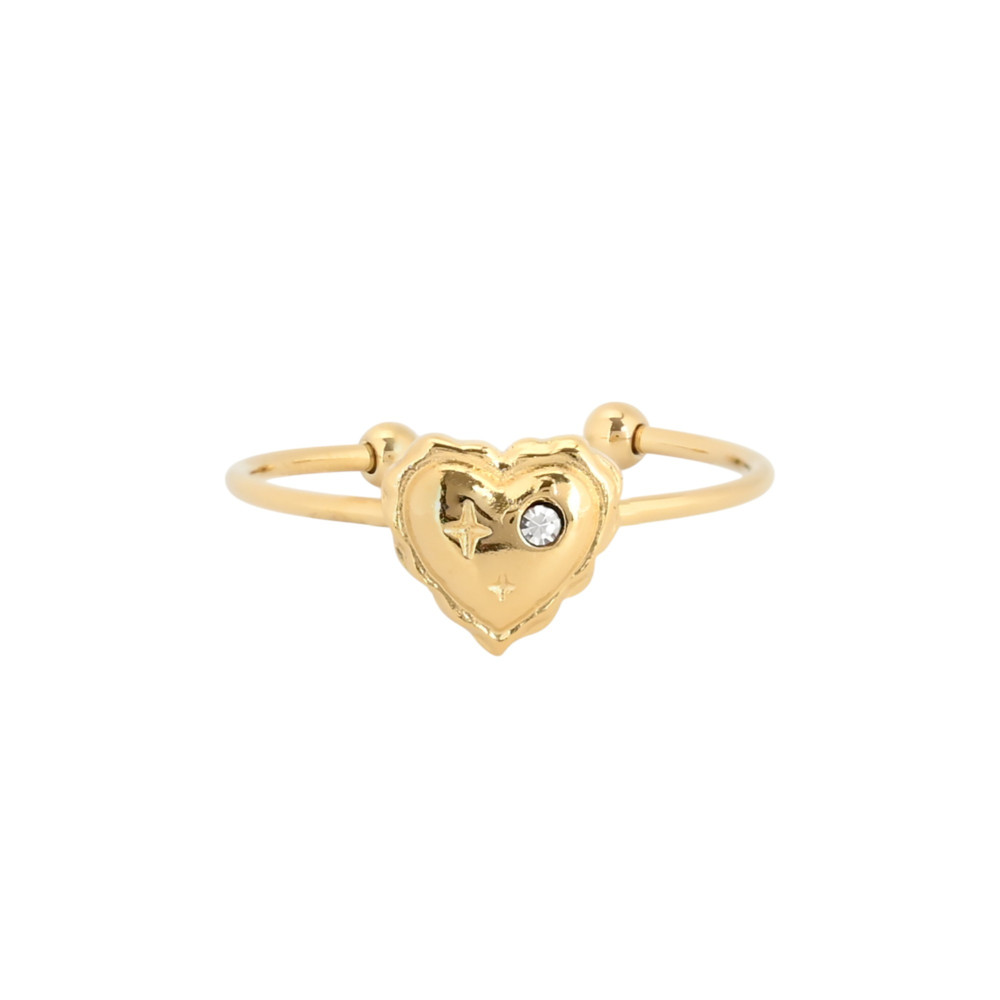 Steel adjustable ring heart and brilliant GB