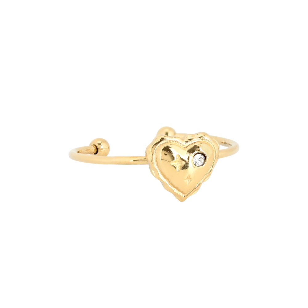 Steel adjustable ring heart and brilliant GB