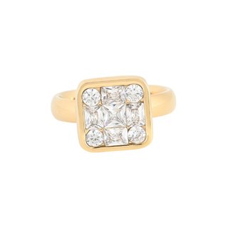 Steel ring geometric square GB