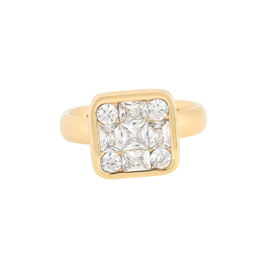 Anello acciaio quadrato geometrico GB