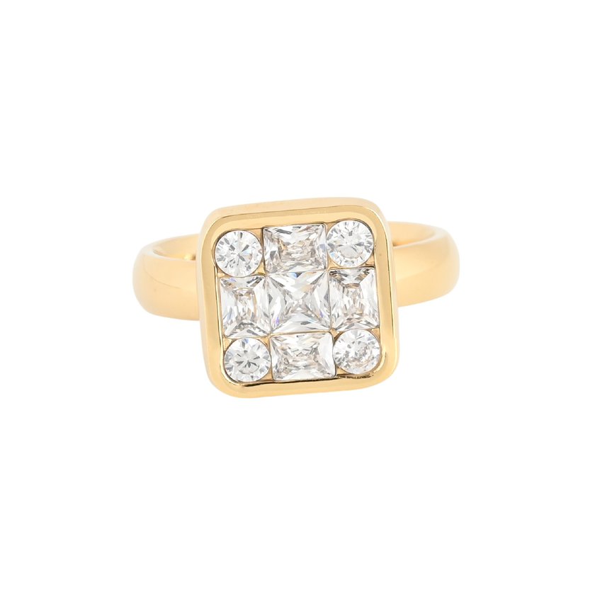 Steel ring geometric square GB