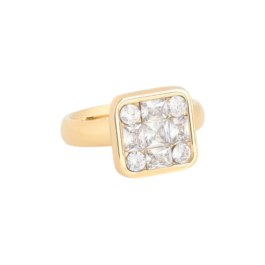 Anello acciaio quadrato geometrico GB
