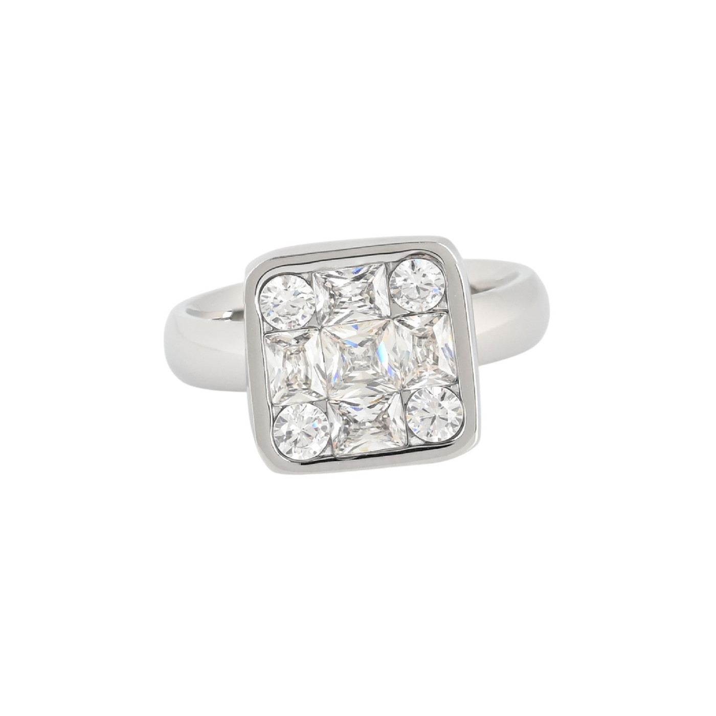Anello acciaio quadrato geometrico GB