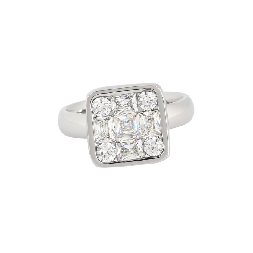 Steel ring geometric square GB