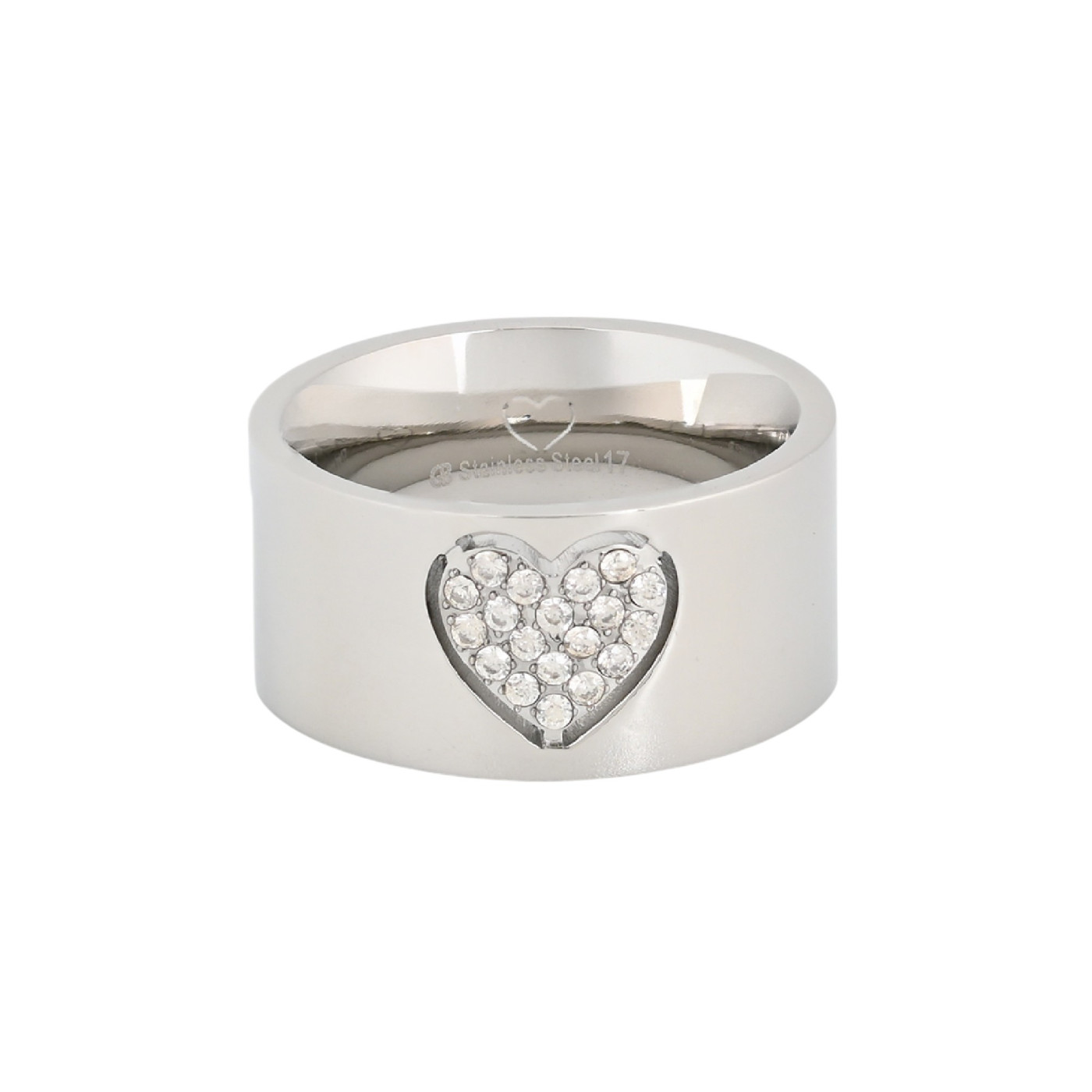 Anillo en acero grueso corazón GB