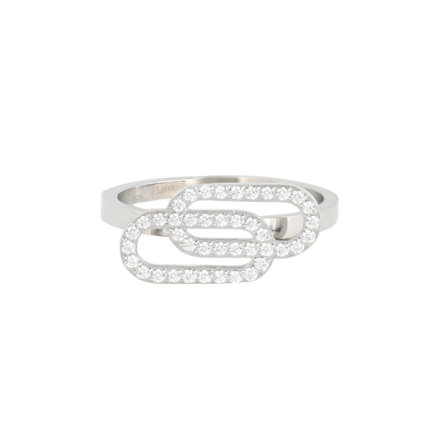 Bague en acier zircones interconnecté GB