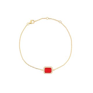 S925 bracelet rectangular red GB