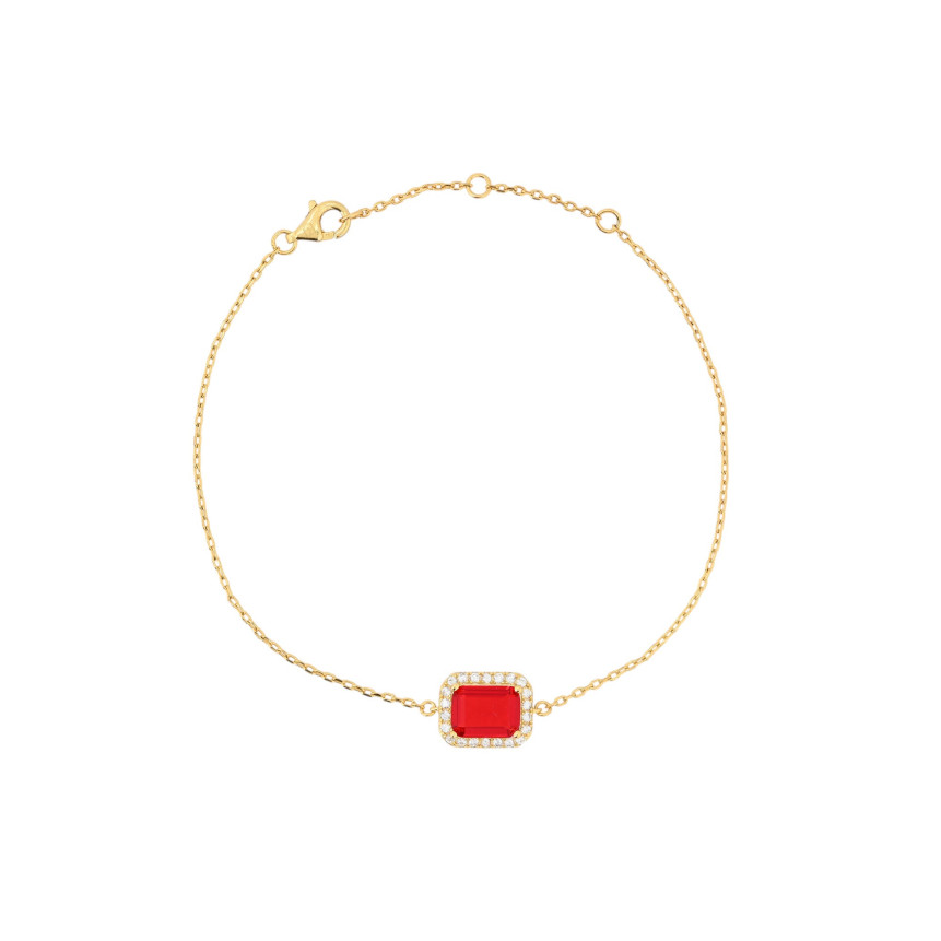 S925 bracelet rectangular red GB