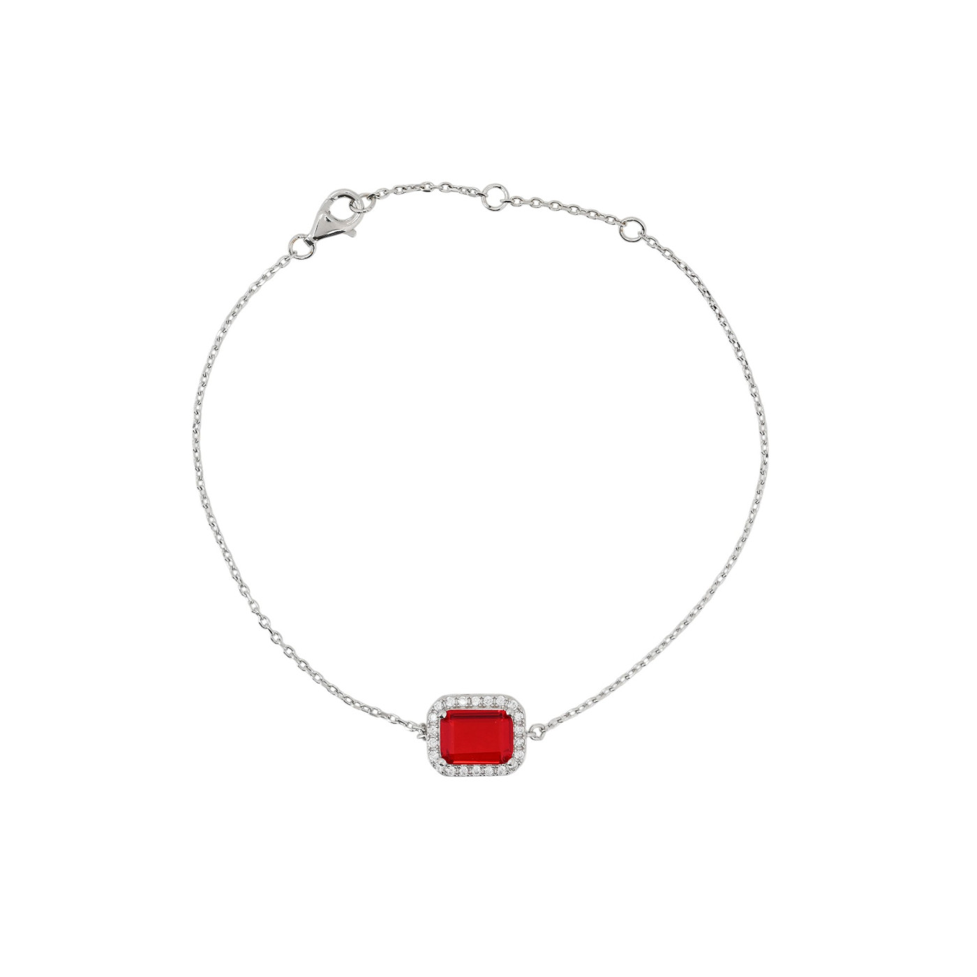 Pulsera S925 rectangular rojo GB