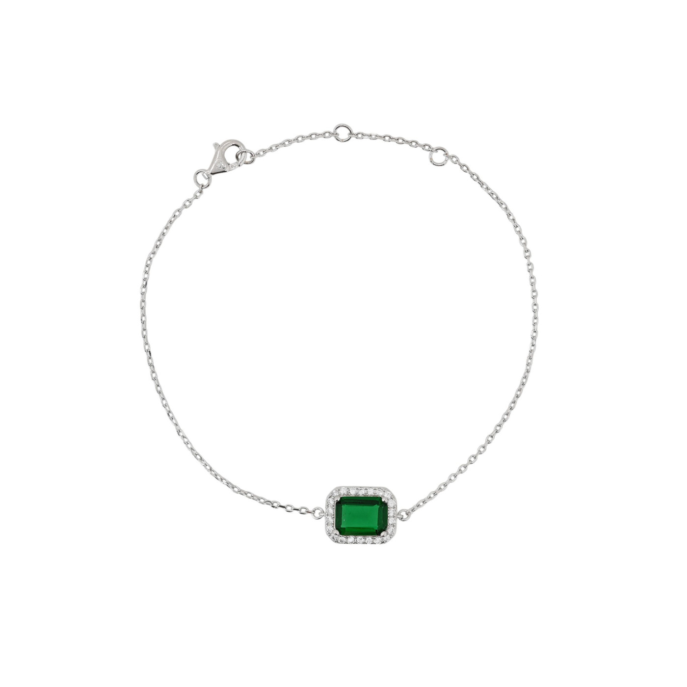 Pulsera S925 rectangular verde GB