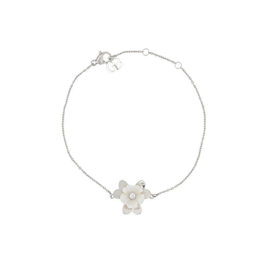 Bracelet en acier fleur nacre GB