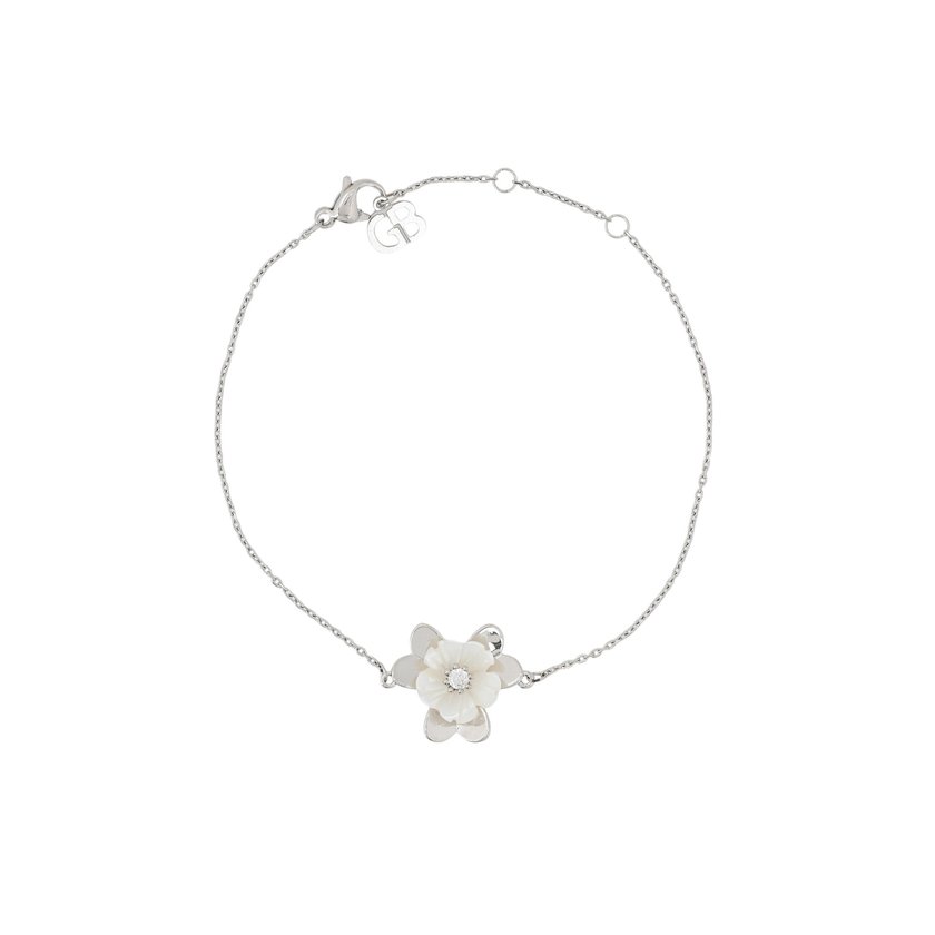 Bracciale in acciaio fiore madreperla GB