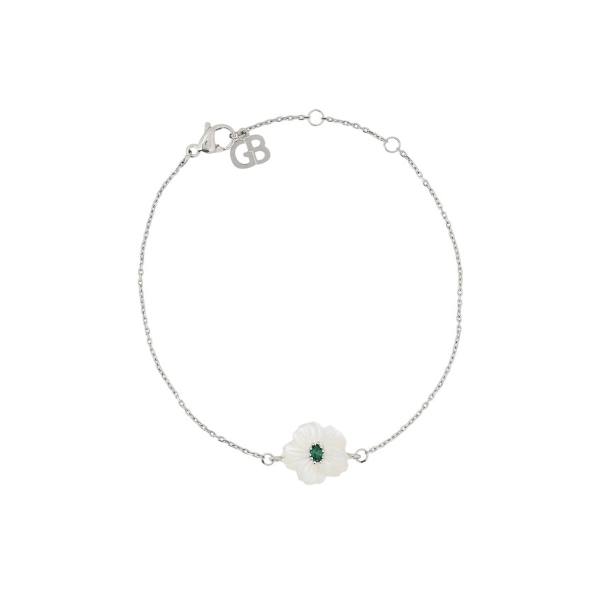 Bracelet en acier nacre fleur vert GB