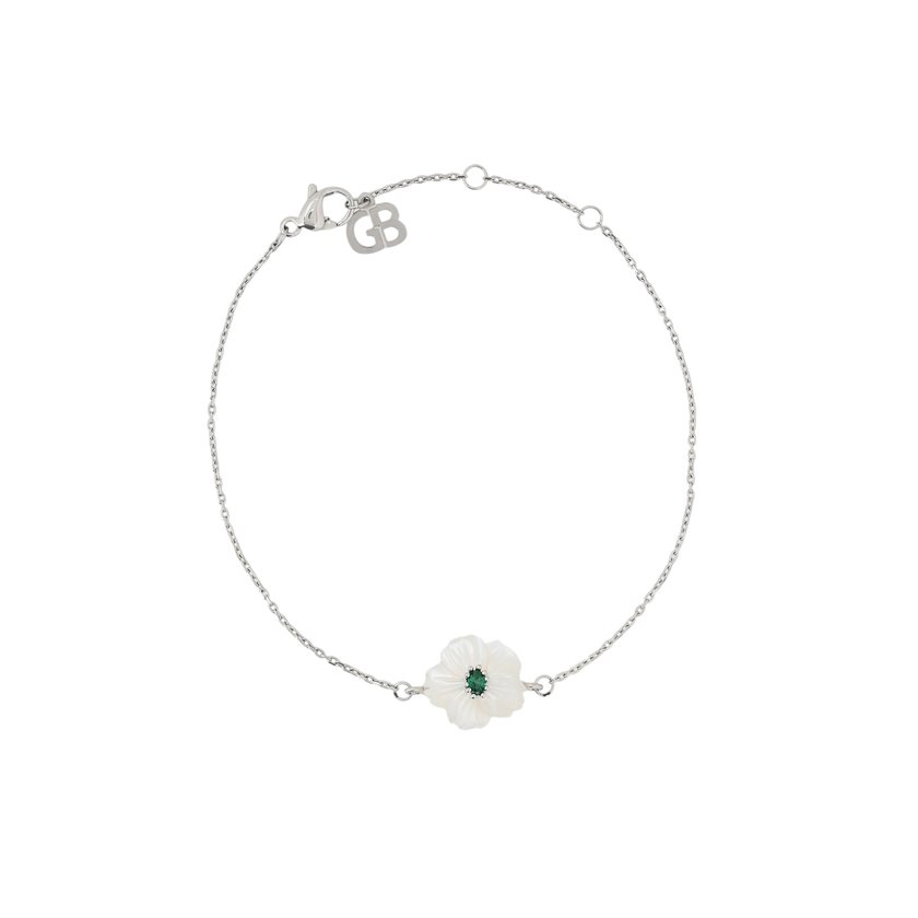Bracciale in acciaio madreperla fiore verdi GB