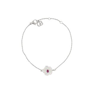 Bracciale in acciaio madreperla fiore rosso GB