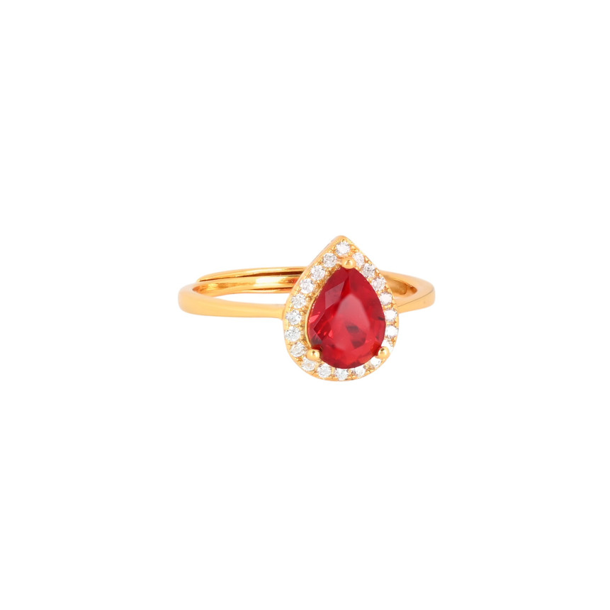 S925 adjustable ring oval red GB