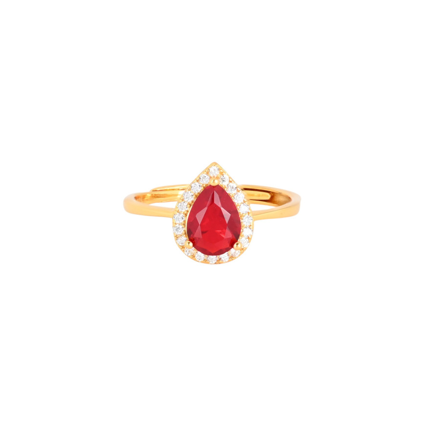 S925 adjustable ring oval red GB
