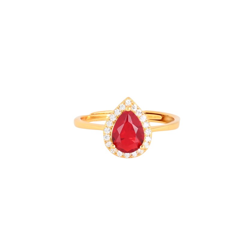 S925 adjustable ring oval red GB