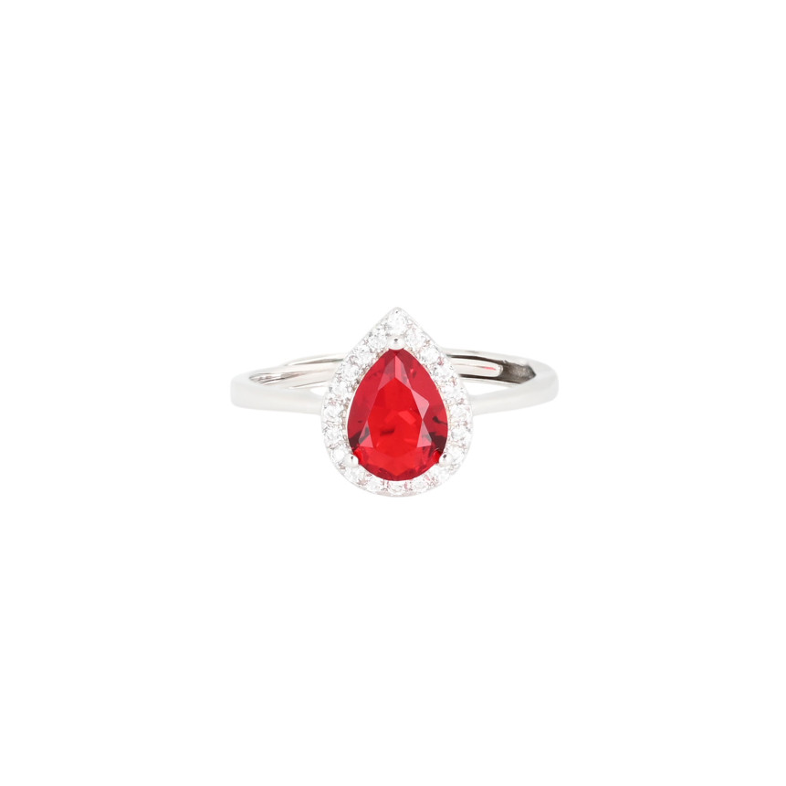 S925 adjustable ring oval red GB