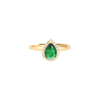 S925 adjustable ring oval green GB