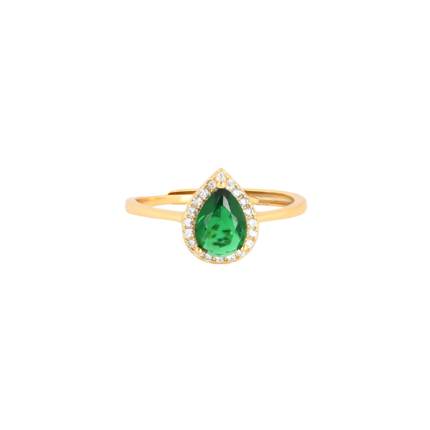 S925 adjustable ring oval green GB