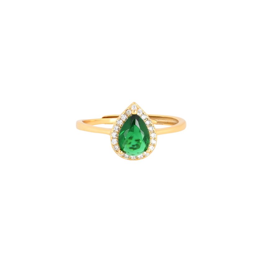 S925 adjustable ring oval green GB