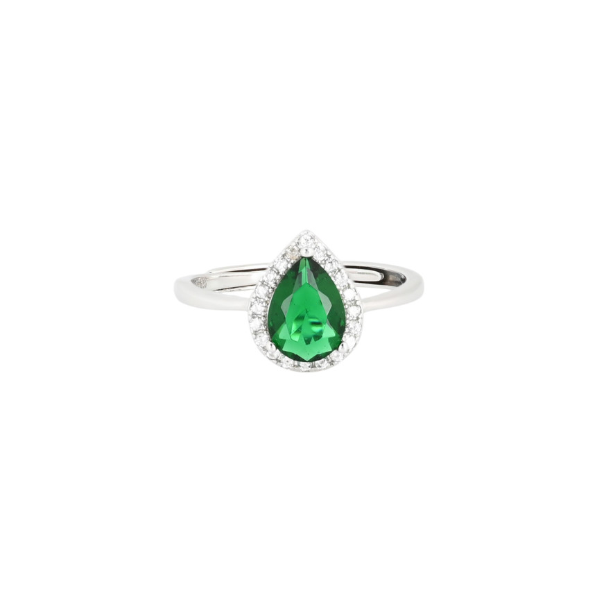 S925 adjustable ring oval green GB