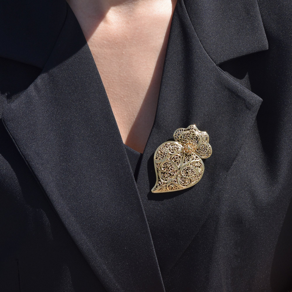 Broche semi précieuse coração de viana GB