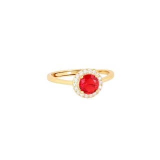S925 adjustable ring round red GB