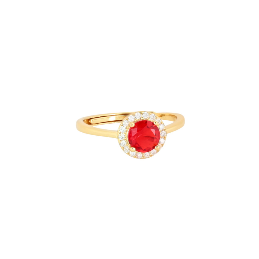 Anello regolabile S925 rotondo rosso GB