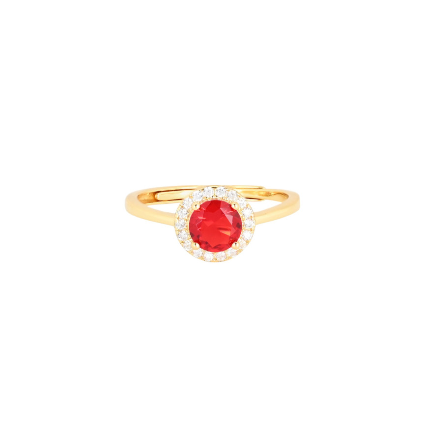 S925 adjustable ring round red GB