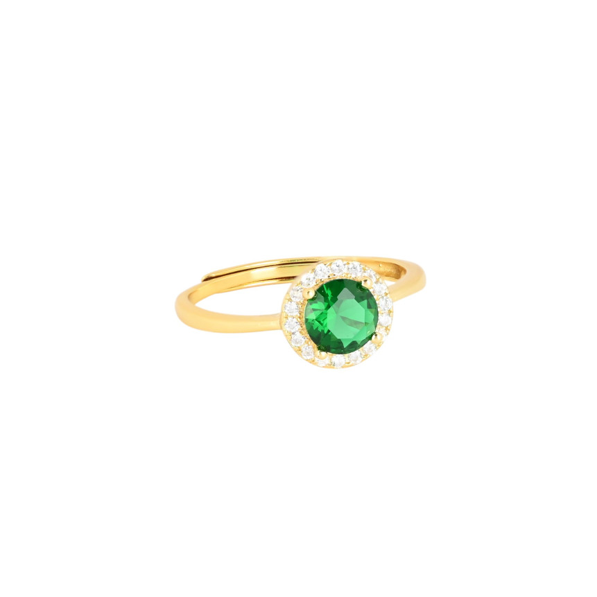 Anello regolabile S925 rotondo verdi GB
