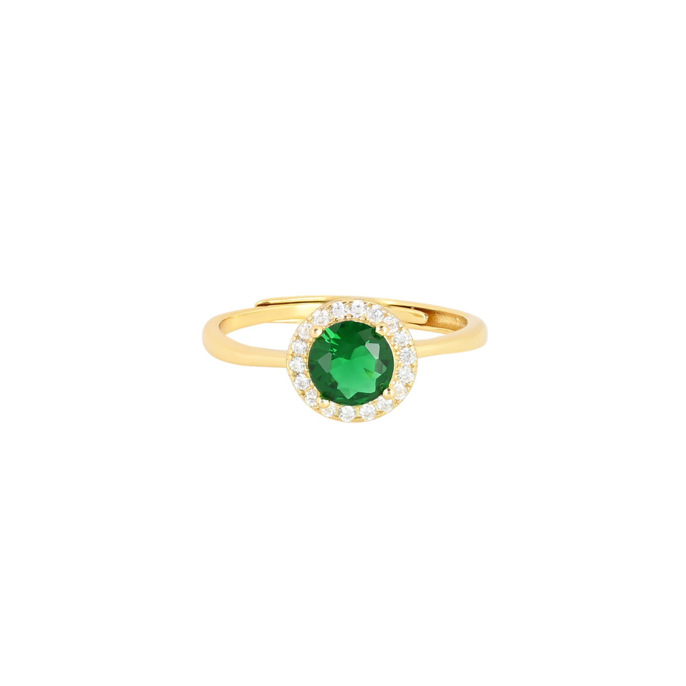 Anello regolabile S925 rotondo verdi GB
