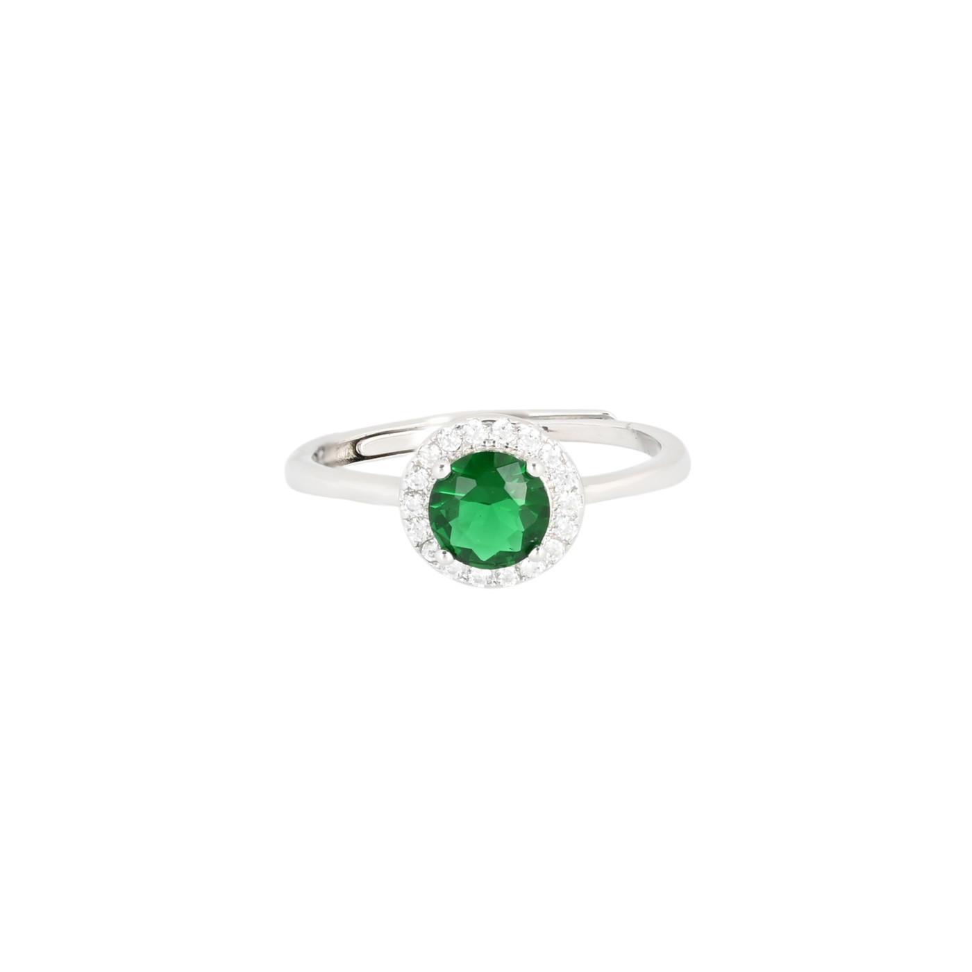 Anello regolabile S925 rotondo verdi GB