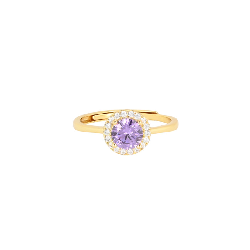 S925 adjustable ring round lilac GB