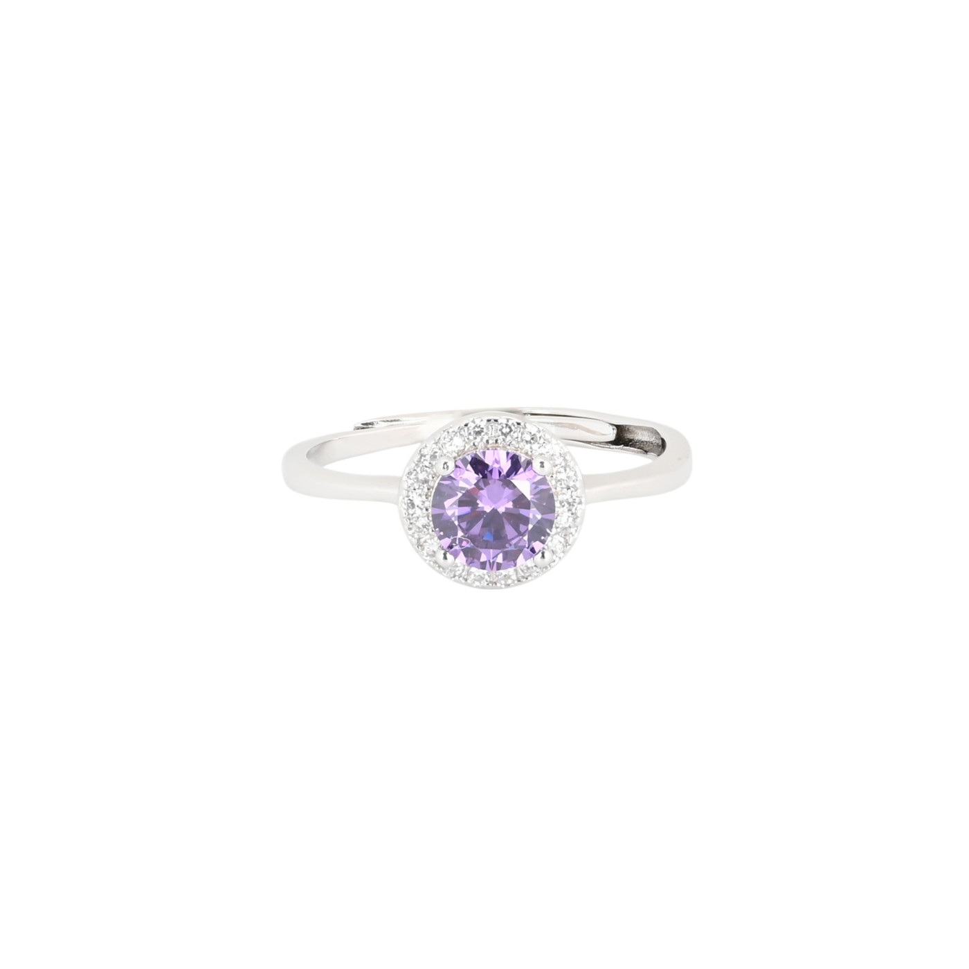 S925 adjustable ring round lilac GB