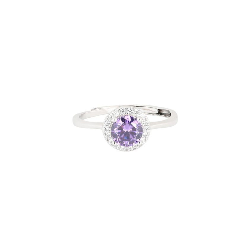 S925 adjustable ring round lilac GB
