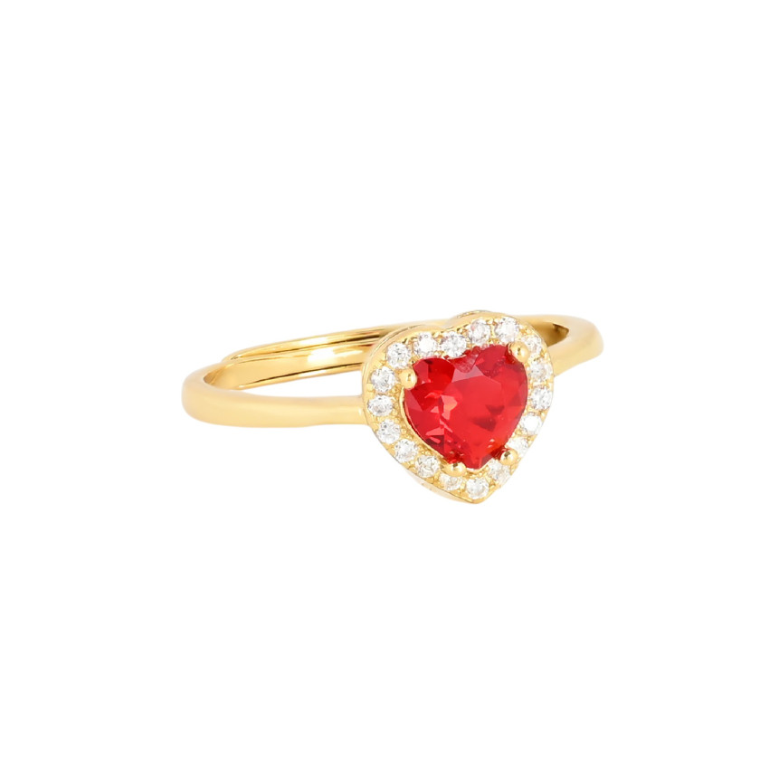 S925 adjustable ring heart red GB