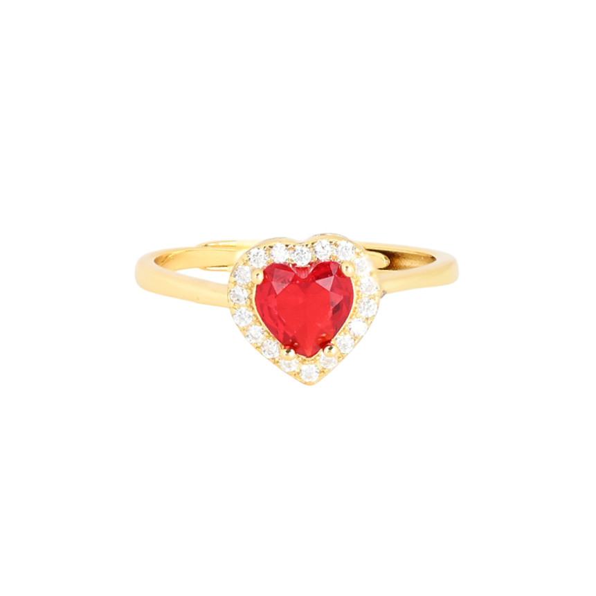 S925 adjustable ring heart red GB