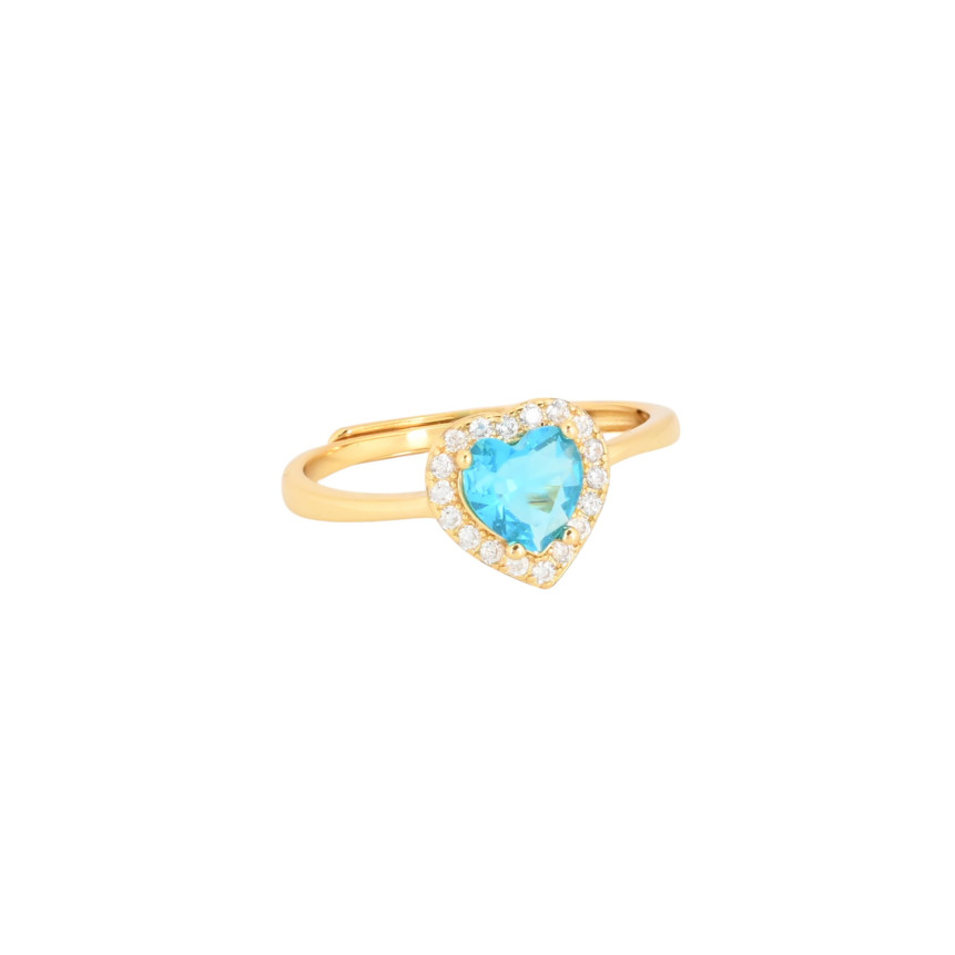 S925 adjustable ring heart blue GB