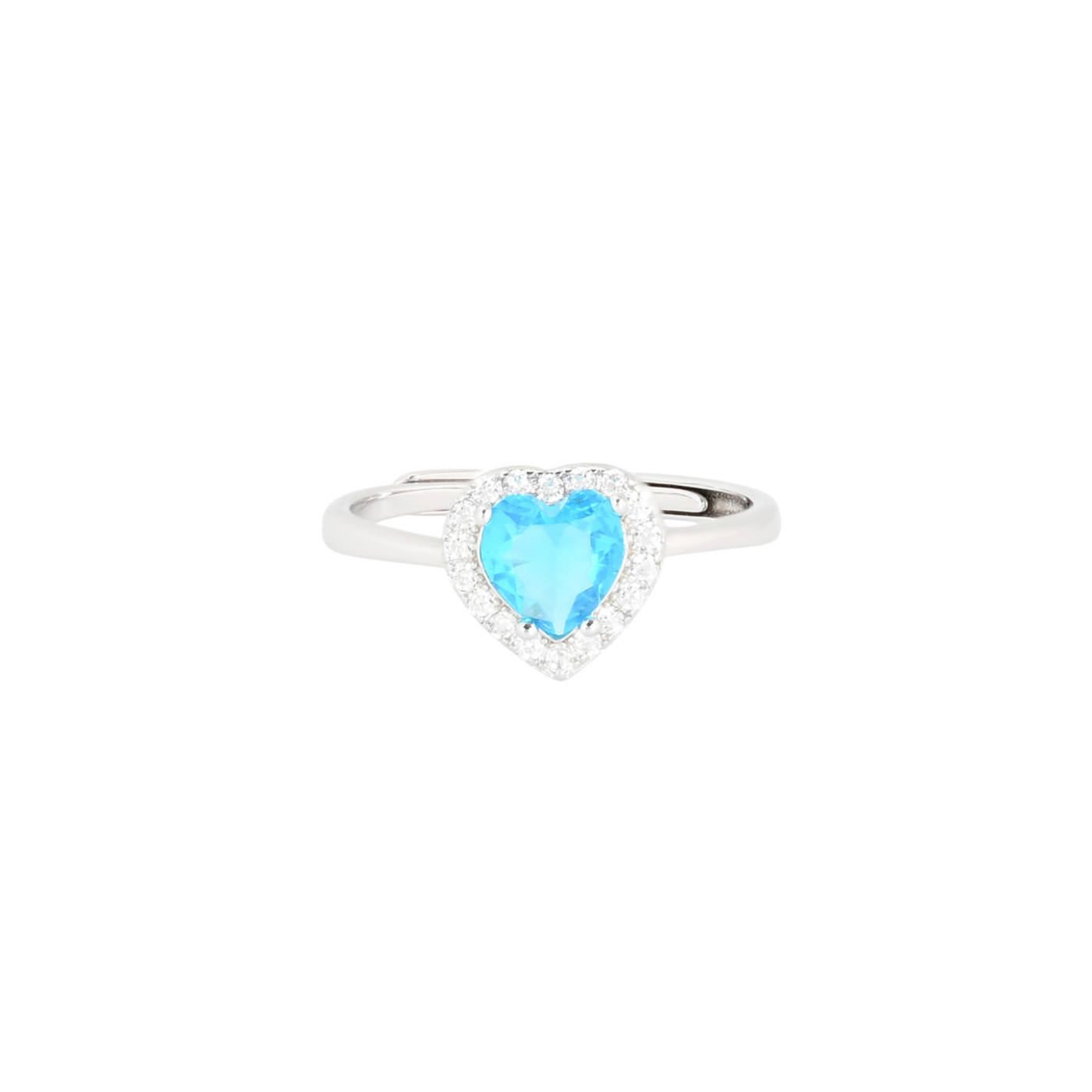 Bague réglable S925 coeur bleu GB