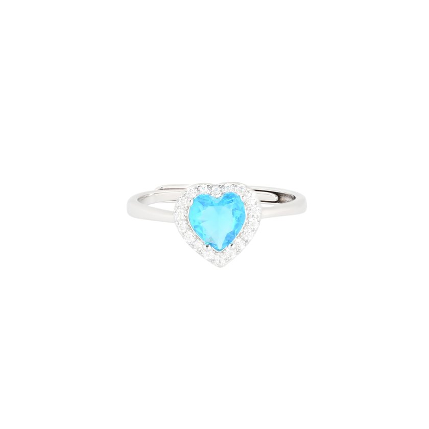 S925 adjustable ring heart blue GB