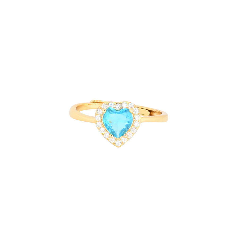 Anello regolabile S925 cuore blu GB