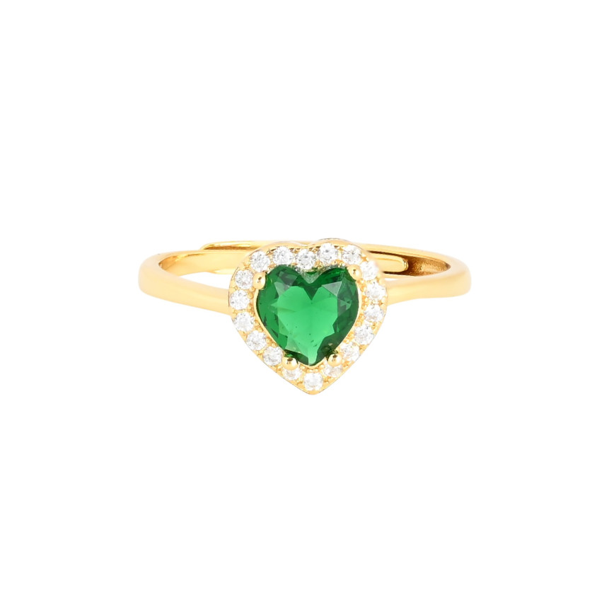 Anello regolabile S925 cuore verdi GB