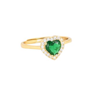 S925 adjustable ring heart green GB