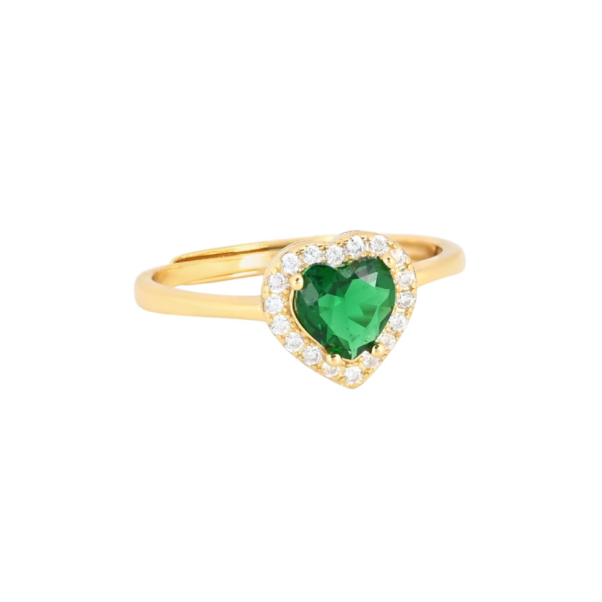 Anello regolabile S925 cuore verdi GB